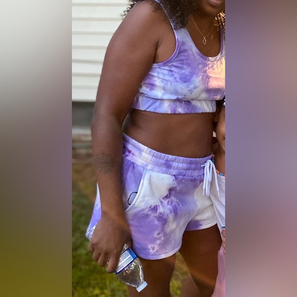 Refuge Athletics Purple Tie Dye 2 Piece Short Set Size Medium - Picture 2 of 15